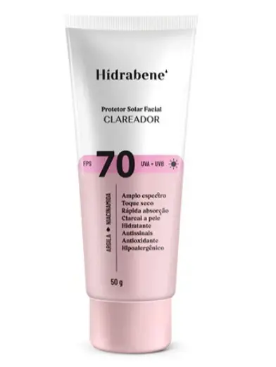 Protetor Solar Clareador FPS 70 Hidrabene